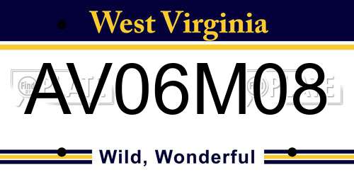 AV06M08 West Virginia License Plate