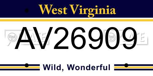 AV26909 West Virginia License Plate