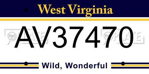 AV37470 West Virginia License Plate