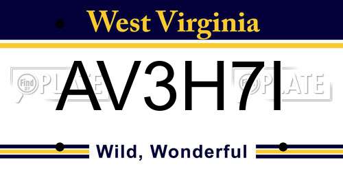 AV3H7I West Virginia License Plate