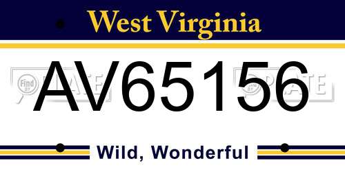 AV65156 West Virginia License Plate