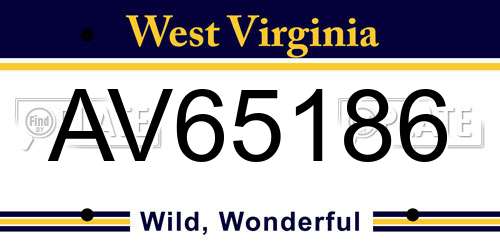 AV65186 West Virginia License Plate