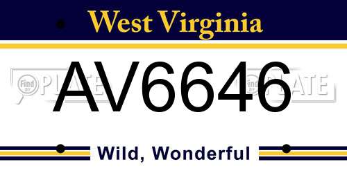 AV6646 West Virginia License Plate