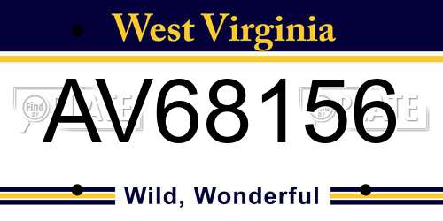 AV68156 West Virginia License Plate