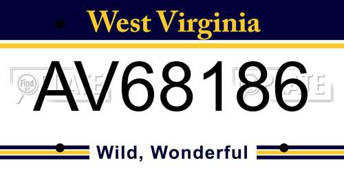 AV68186 West Virginia License Plate
