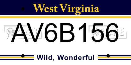AV6B156 West Virginia License Plate