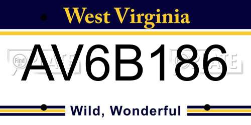 AV6B186 West Virginia License Plate