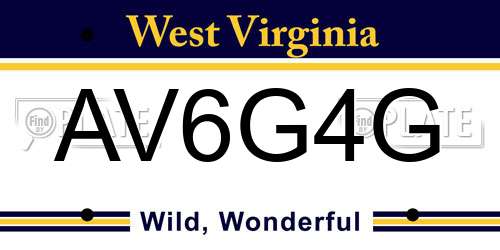 AV6G4G West Virginia License Plate