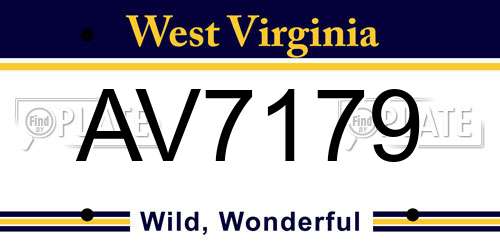 AV7179 West Virginia License Plate