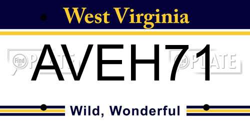 AVEH71 West Virginia License Plate