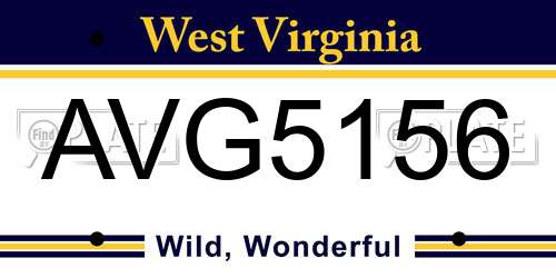 AVG5156 West Virginia License Plate
