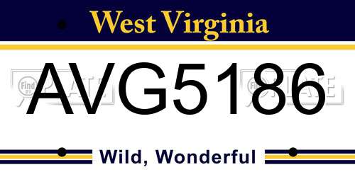 AVG5186 West Virginia License Plate