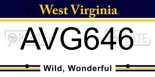 AVG646 West Virginia License Plate