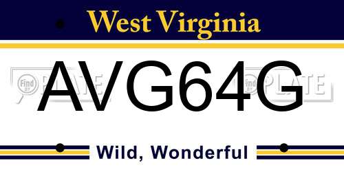 AVG64G West Virginia License Plate