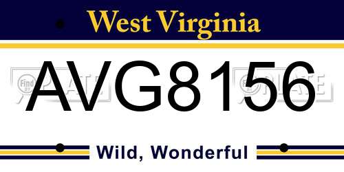 AVG8156 West Virginia License Plate