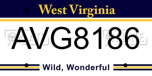 AVG8186 West Virginia License Plate