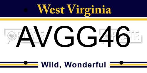 AVGG46 West Virginia License Plate