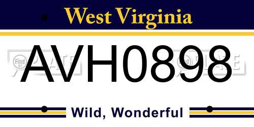 AVH0898 West Virginia License Plate