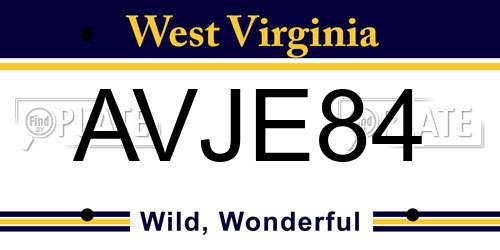 AVJE84 West Virginia License Plate