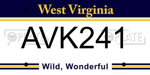 AVK241 West Virginia License Plate