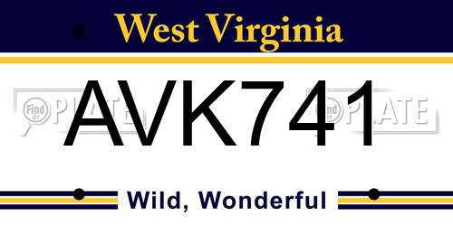 AVK741 West Virginia License Plate