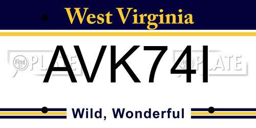 AVK74I West Virginia License Plate