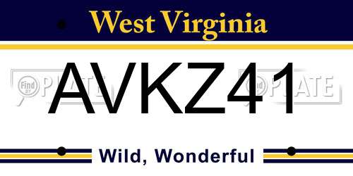 AVKZ41 West Virginia License Plate