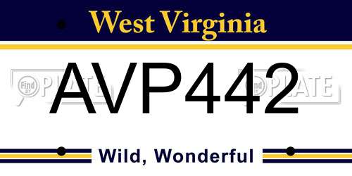 AVP442 West Virginia License Plate