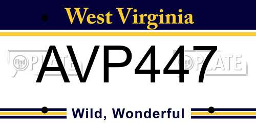 AVP447 West Virginia License Plate