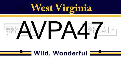 AVPA47 West Virginia License Plate