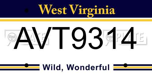 AVT9314 West Virginia License Plate