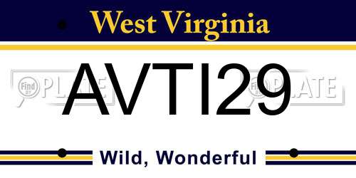 AVTI29 West Virginia License Plate