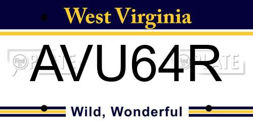 AVU64R West Virginia License Plate