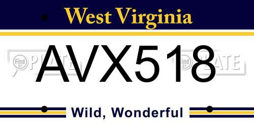AVX518 West Virginia License Plate