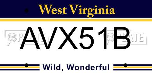 AVX51B West Virginia License Plate