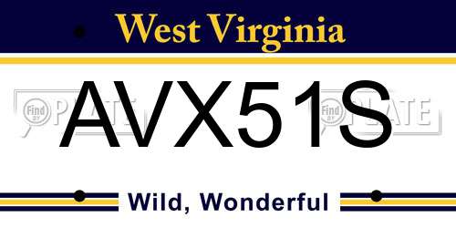 AVX51S West Virginia License Plate