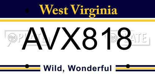 AVX818 West Virginia License Plate