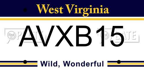 AVXB15 West Virginia License Plate
