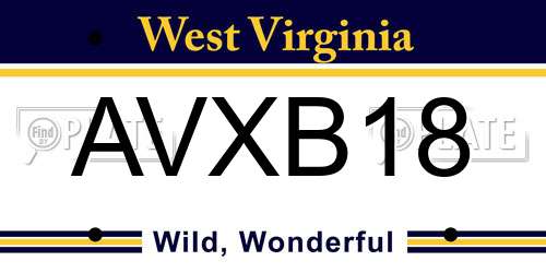 AVXB18 West Virginia License Plate