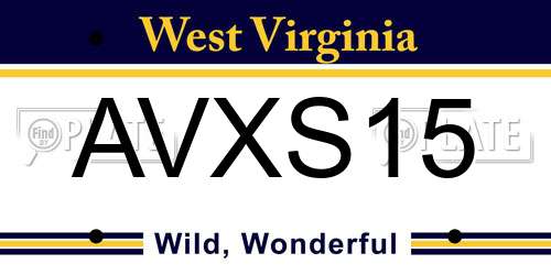 AVXS15 West Virginia License Plate