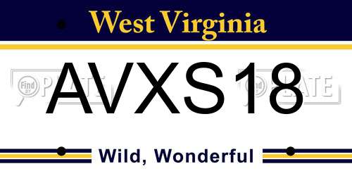 AVXS18 West Virginia License Plate