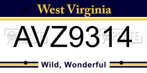 AVZ9314 West Virginia License Plate