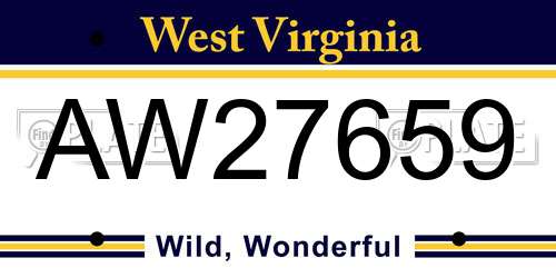 AW27659 West Virginia License Plate