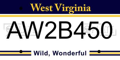 AW2B450 West Virginia License Plate