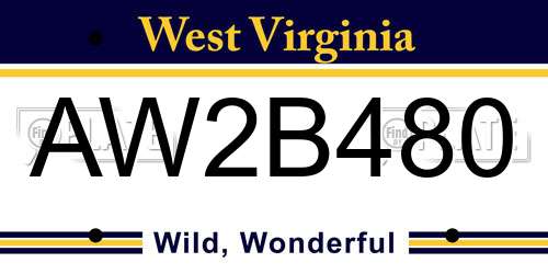 AW2B480 West Virginia License Plate