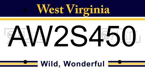 AW2S450 West Virginia License Plate