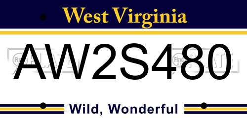 AW2S480 West Virginia License Plate
