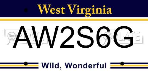 AW2S6G West Virginia License Plate