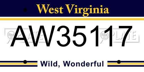 AW35117 West Virginia License Plate