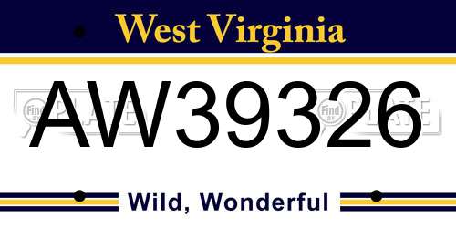 AW39326 West Virginia License Plate